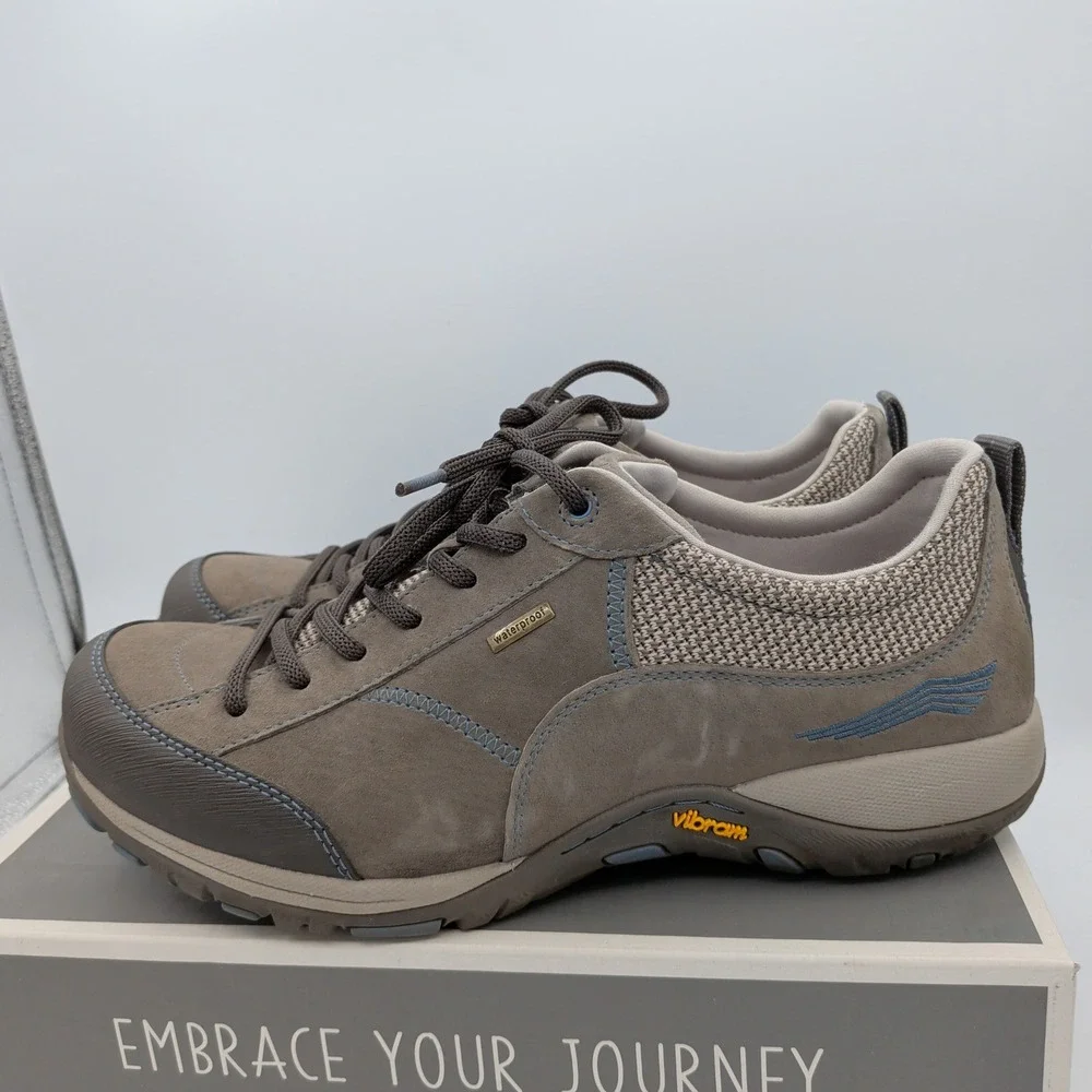 Dansko Paisley Suede Waterproof Shoes Grey Blue Vibram Womens 42 4350-241005